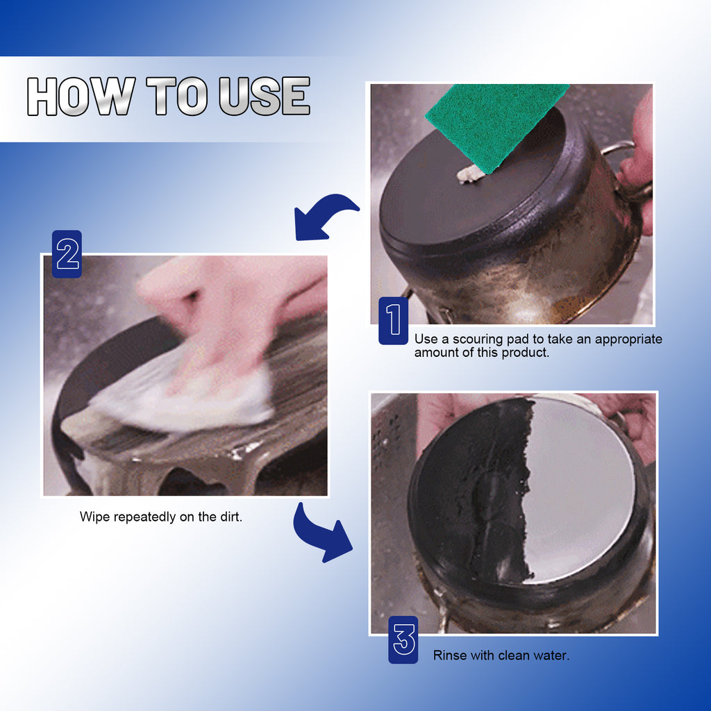 JAYSUING Stainless Steel Cleaning Cream Kitchen Utensils Clean Pot Bottom Black Dirt Stains Rust Polishing Detergent