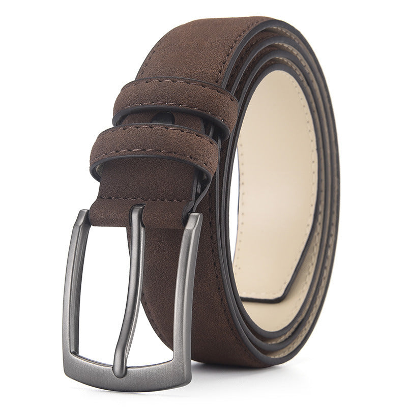 Leather Belt Men's Wholesale Velvet Buckle Belt Korean Style Middle-Aged and Young Men's Business Pant Belt