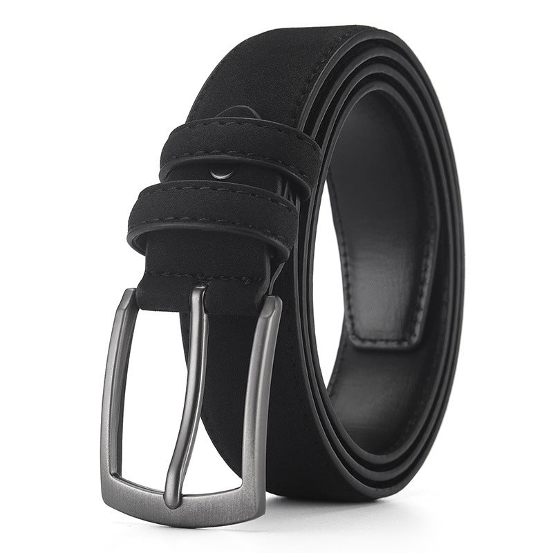 Leather Belt Men's Wholesale Velvet Buckle Belt Korean Style Middle-Aged and Young Men's Business Pant Belt