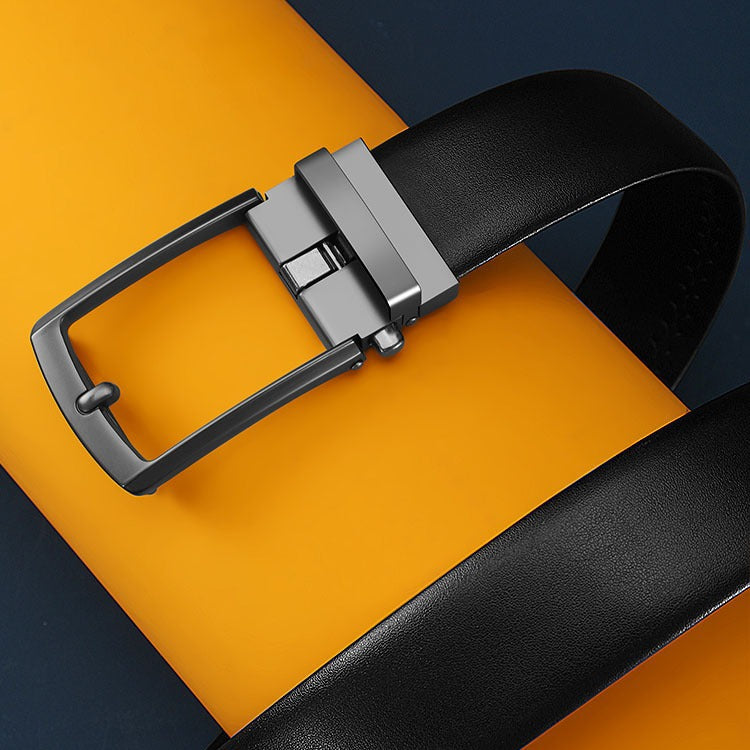 New Men's Two-layer Genuine Cowhide Belt Casual High-end Imitation Pin Buckle Trouser Waist