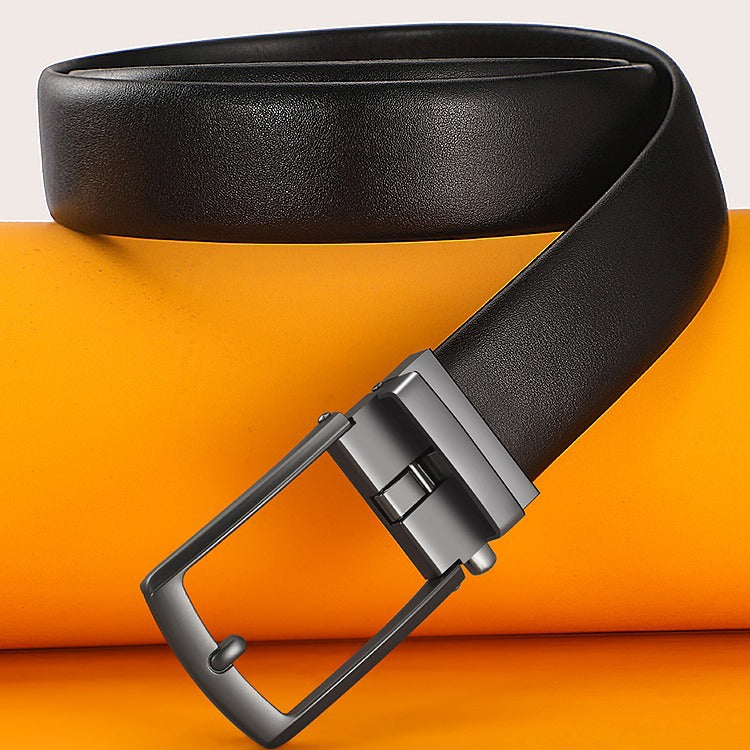New Men's Two-layer Genuine Cowhide Belt Casual High-end Imitation Pin Buckle Trouser Waist